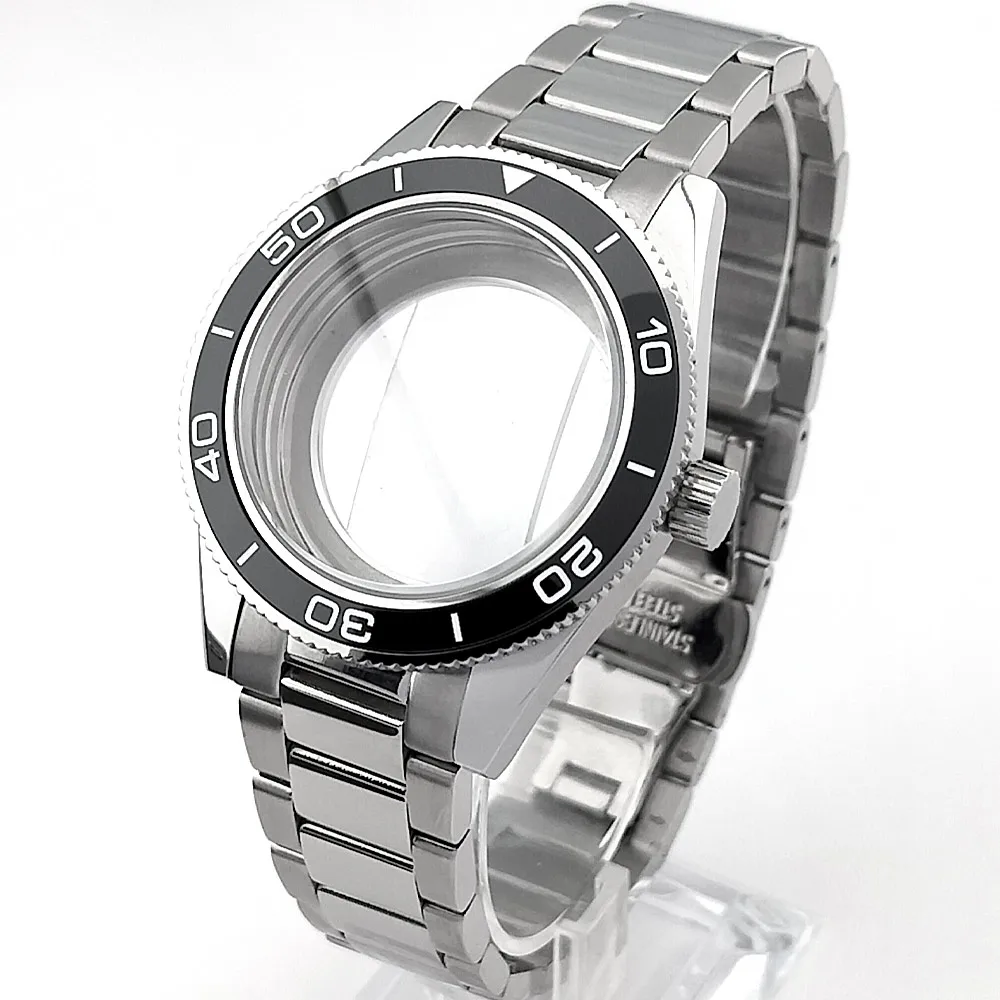 Hochwertiges 41,7-mm-Metallgehäuse mit Saphirglas, passend für 8215-Armband, Modifikationsbausatz, schwarz-blau, Uhrenteile, Zubehör, Uhrenbox – Detail 1