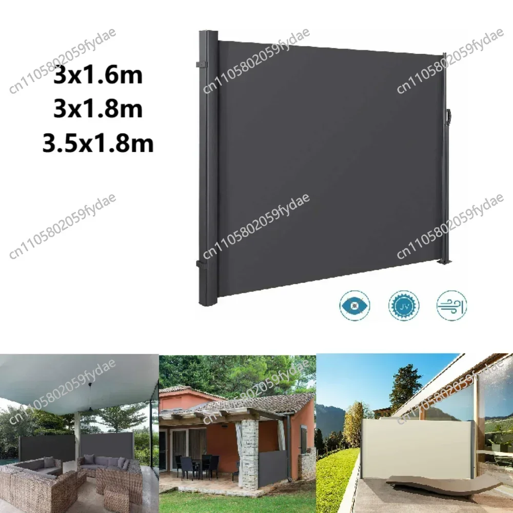 Retractable Side Awning, UV 50+ Full Aluminum Rust-Proof Patio Sunshine Screen, 280 g Thicken Privacy Divider & Wind Screen