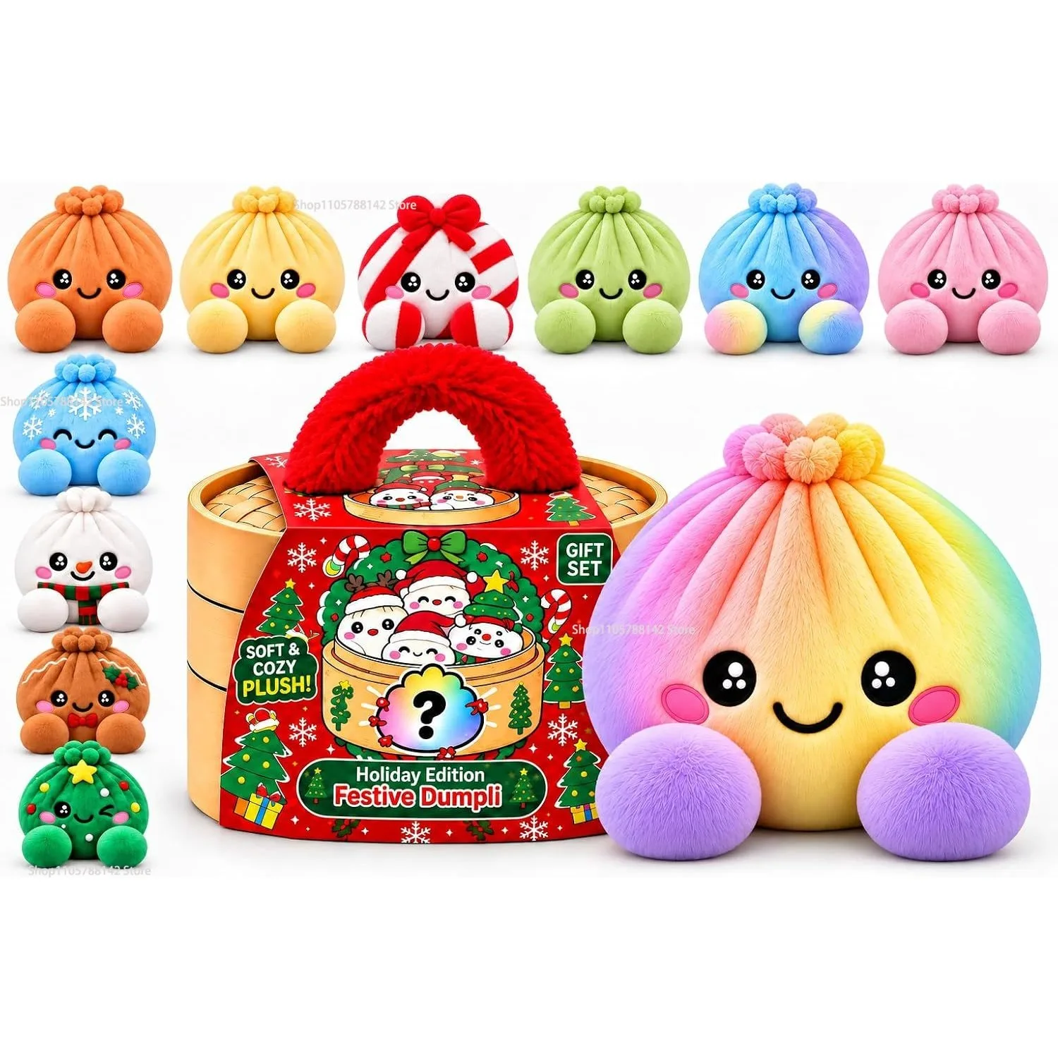 Niedliches Plüsch-Dampfbrötchen-Kissen, Weihnachts-Squishies, Plüsch-Knödel, sensorisches Stressabbau-Schreibtischdeko, originelles Geschenk