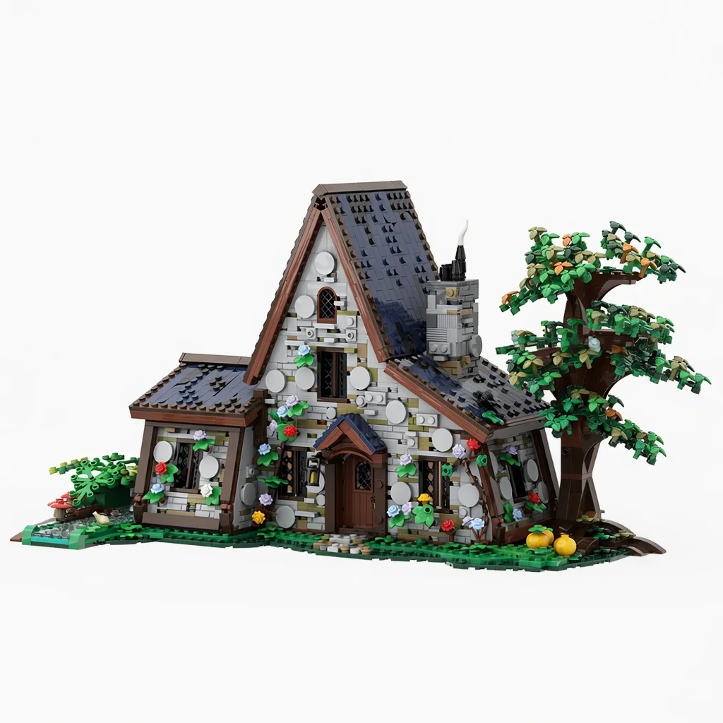 MOC Halloween Witch House Building Blocks Medieval Wizard Cottage Model DIY Assembly Bricks Desktop Ornament Home Decor Gift