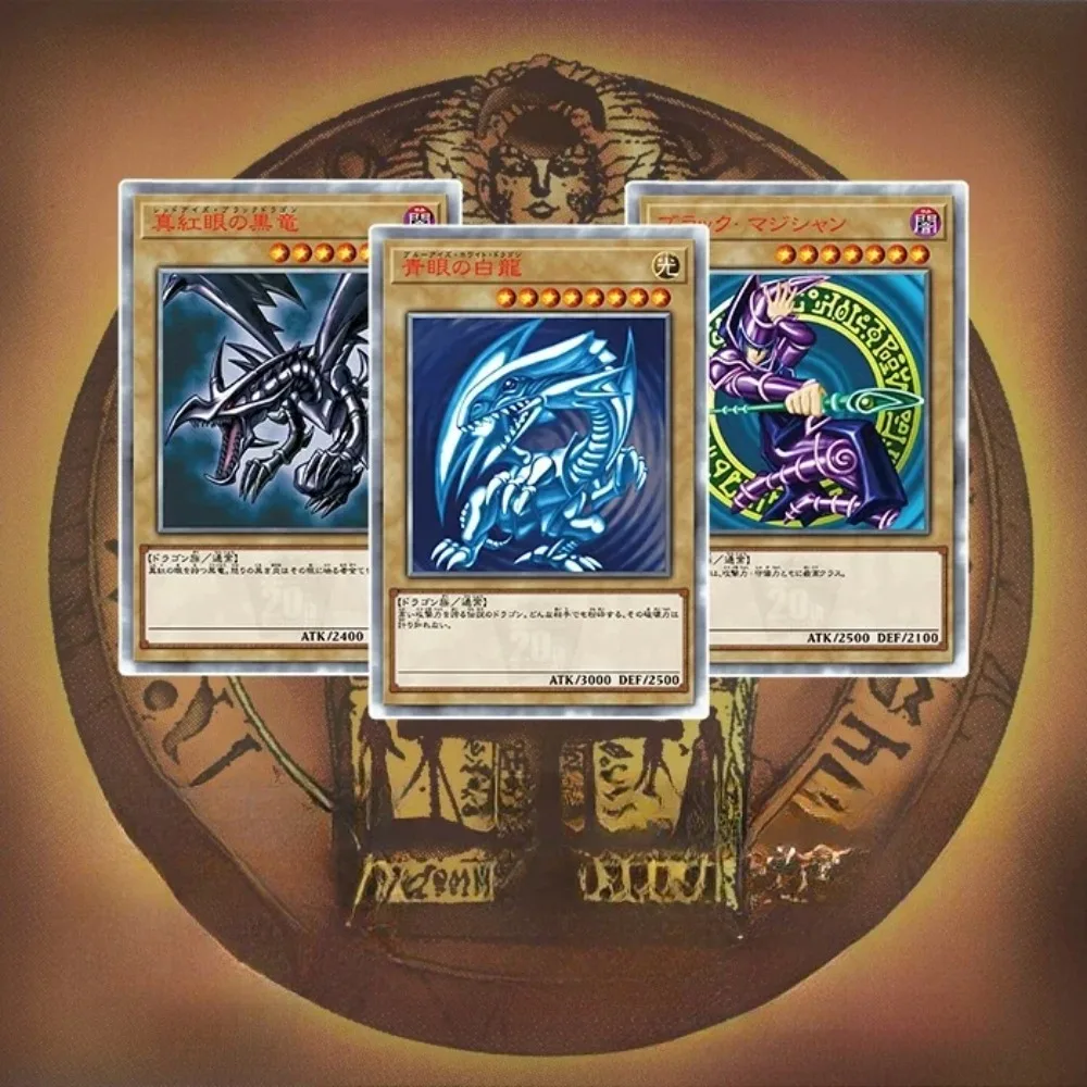 DIY Homemade Yu-Gi-Oh! First Generation Blue-Eyes White Dragon Flash Card 3pcs Anime Game Peripheral Collection Christmas Gift