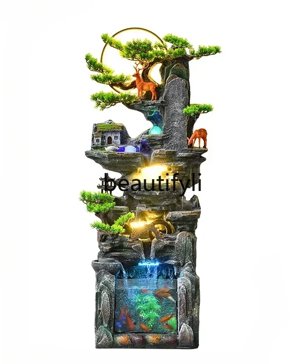 zqRockery flowing water ornament floor circulation water generation wealth decoration alpine fountain landscape