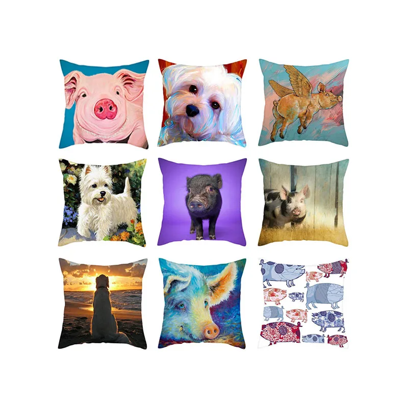 

Cute Piggy Square Pillowcase Cartoon Style Hotel Bedroom Home Decor Soft Comfortable