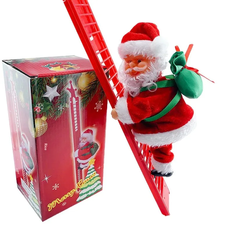 Electric Christmas Grandfather Toy Climbing Curtain Christmas Grandfather With Light Climbing Stairs Christmas Grandfather Red S