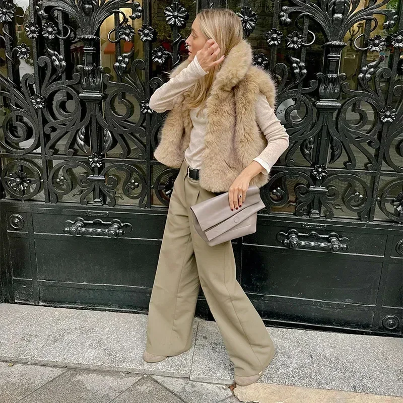 Women's fashion vest eco-friendly fur women's clothing winter warm fur jacket sleeveless short jacket trendy street party outfit