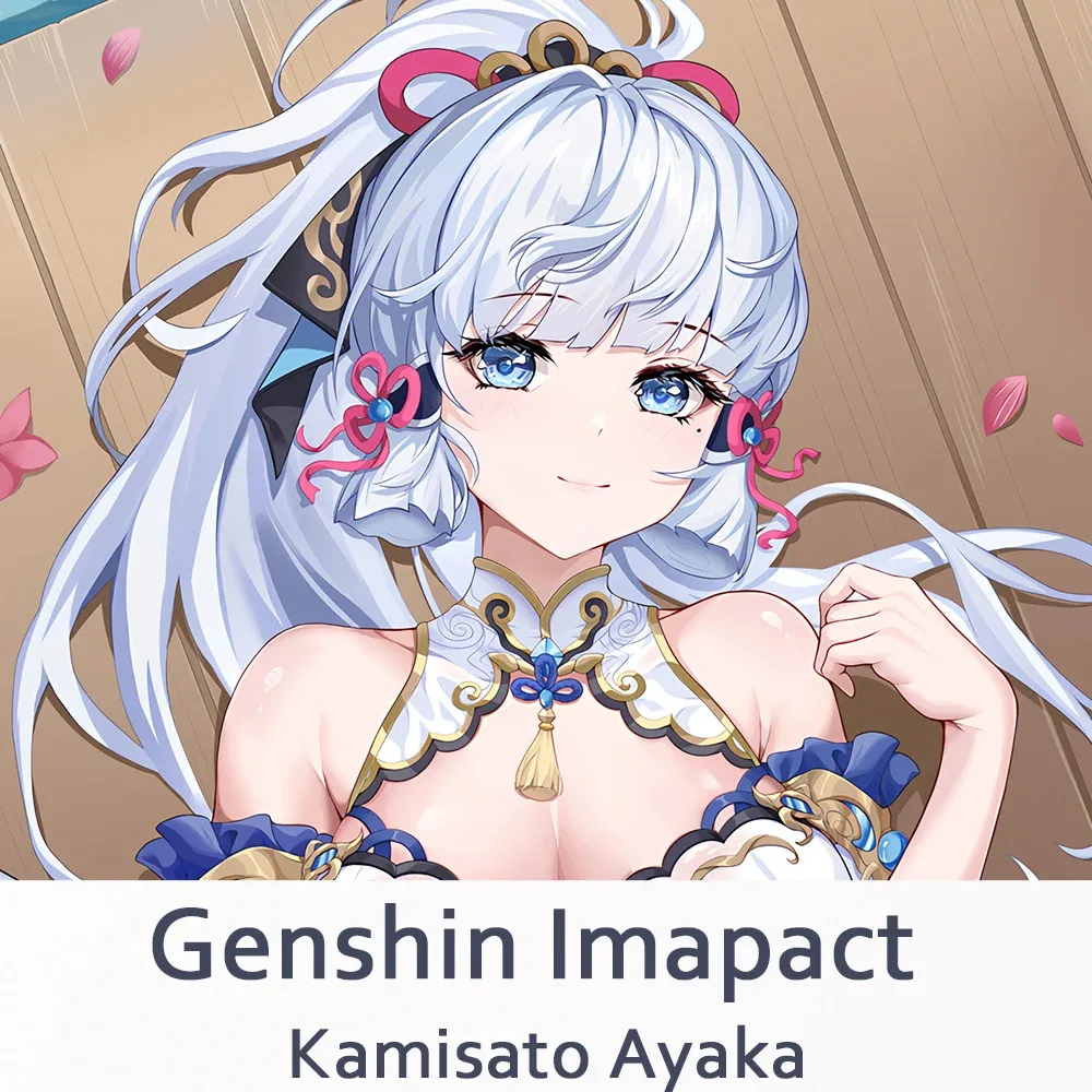 

Genshin Impact Kamisato Ayaka, подушка для косплея Dakimakura, искусственная кожа, наволочка, наволочка