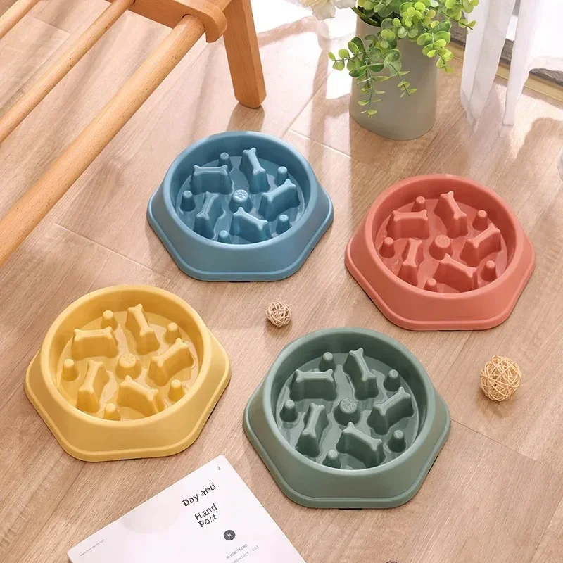 Cross-border hot-selling dog slow food bowl, two-in-one dog bowl, bone-shaped food bowl, anti-knock over, anti-slip pet bowl