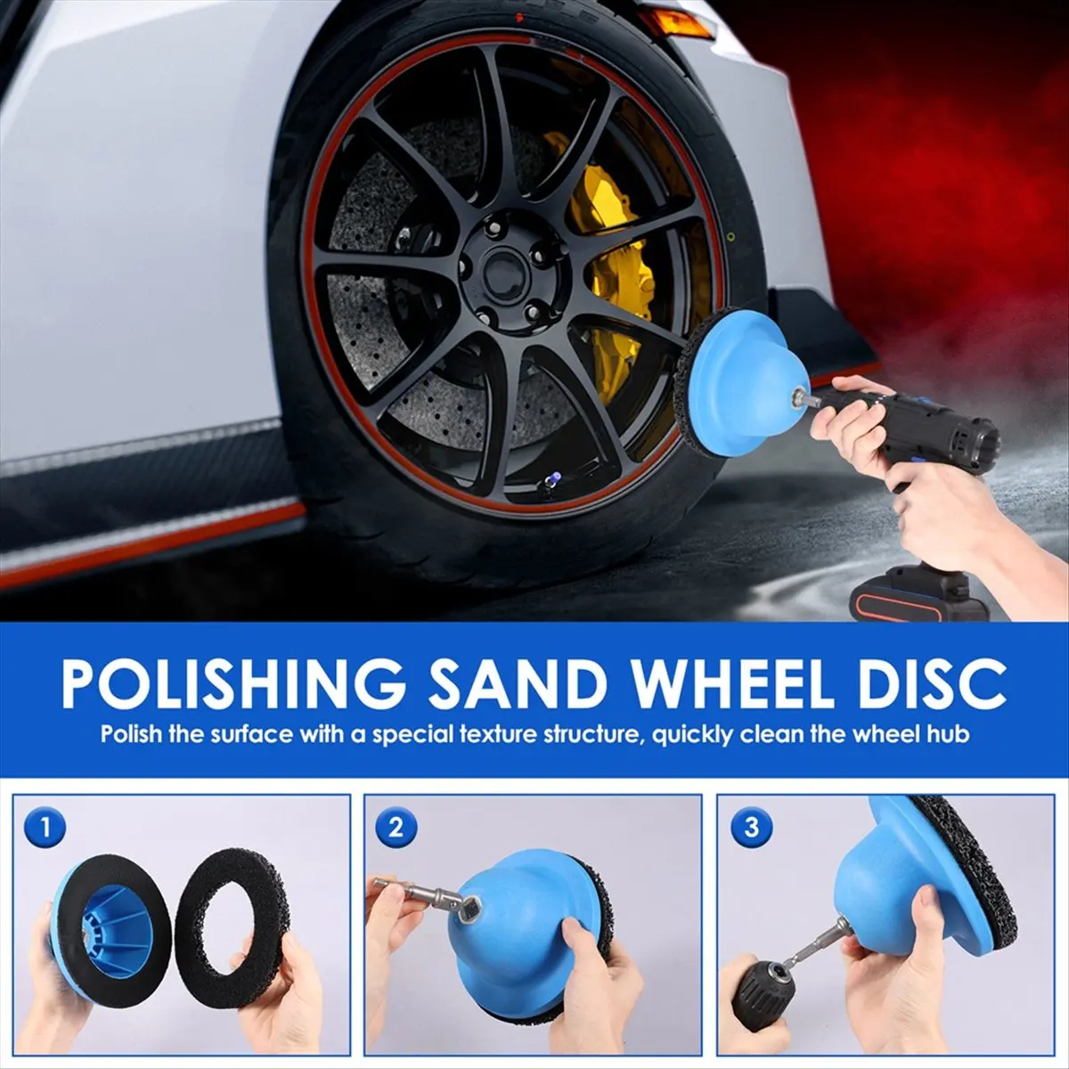 A56K Wheel Hub Brush Cleaning Rotor Auto Wheel Hub Grinder Rust Grinding Removal Tool with Drill Adapter for Car Truck