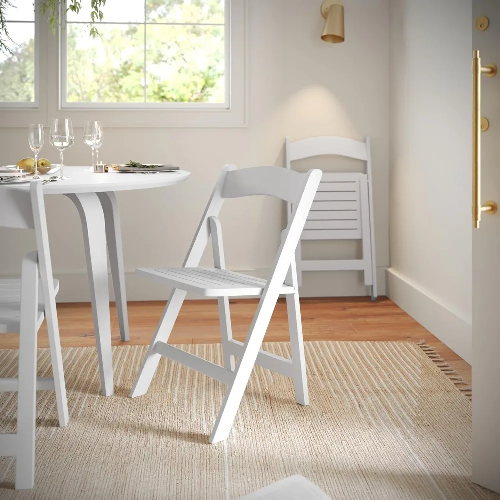 كرسي طعام قابل للطي من خشب الزان الصلب مع ظهر منحني ونقران ونجارة لسان من Flash Furniture