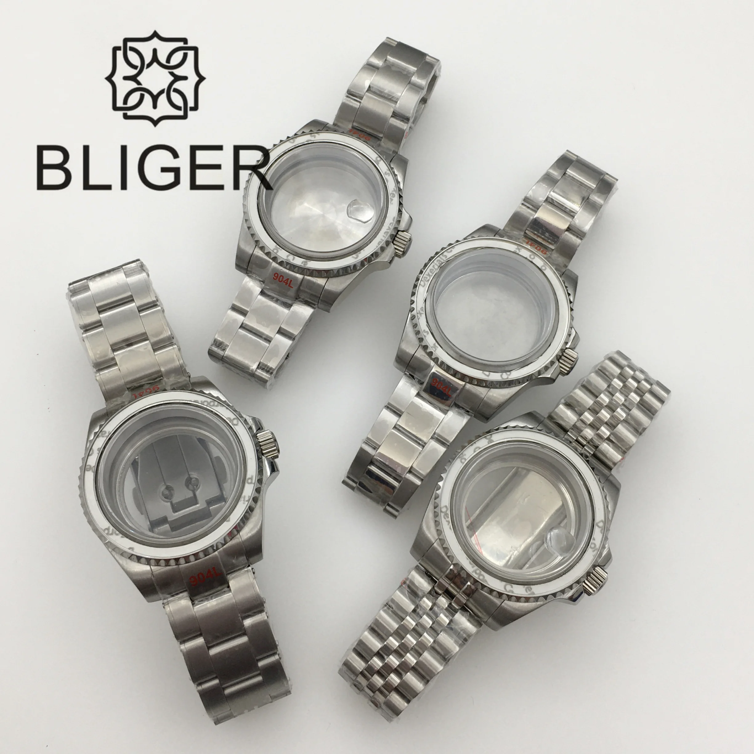 Imagem -05 - Bliger 40 mm Assista Case Bidirecional Rotação Vidro de Safira Caber Eta 2836 Nh34 Nh35 Mingzhu dg 3804 Miyota8215 Pt5000 9015 Movet