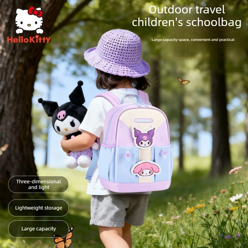 

Sanrio Kuromi Cartoon Kids Backpack Girls School Bag Waterproof Lightweight Breathable Wear Resistant Double Shoulders Bag Gifts