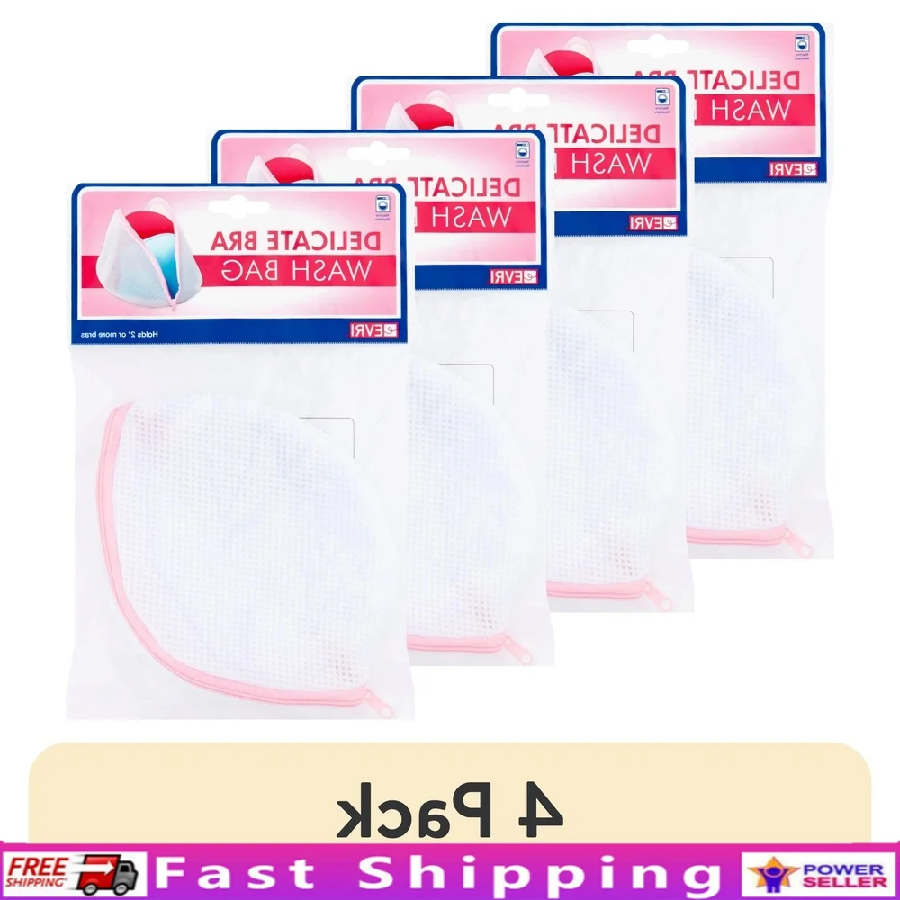 

4 Pack Delicate Bra Wash Bag Holds 2 or More Bras Prevents Fading Stretching Machine Washable Essential Laundry Accessory