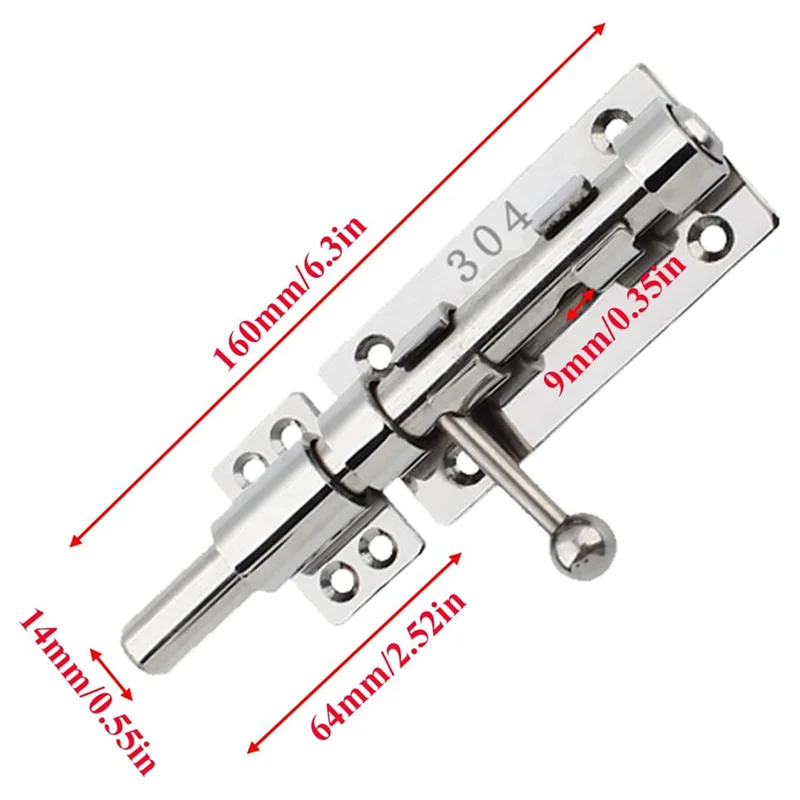 Slide Bolt Gate Latch Barrel Bolt Latch Heavy Duty Door Security Lock Thickened Door Latches Hardware 6Inch for Barn Etc