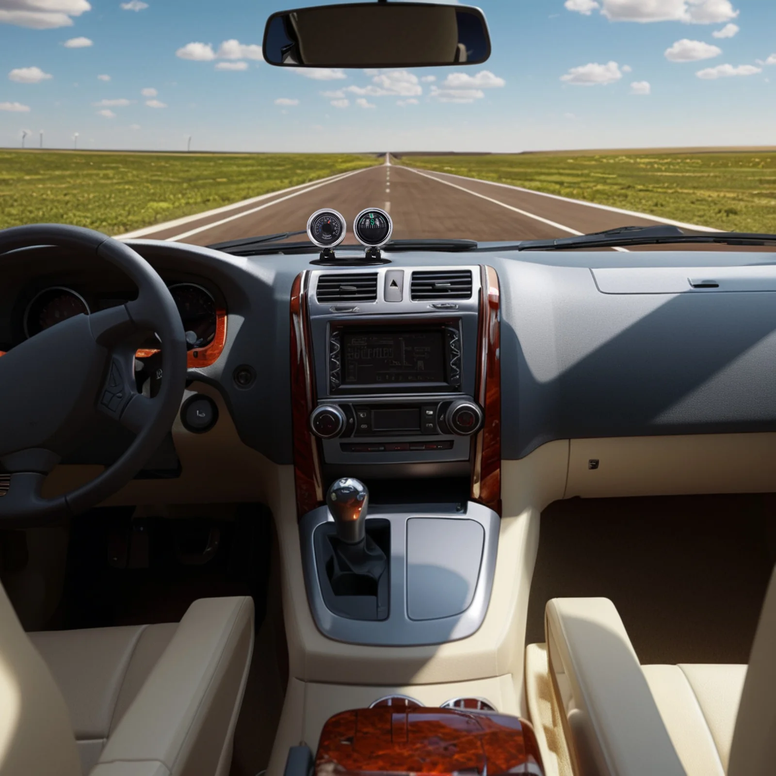 

Car Compass Ball Two-In-One Multi-Function Vehicle Boat Navigation Tool Accurate Dashboard Mount Auto Interior Accessory