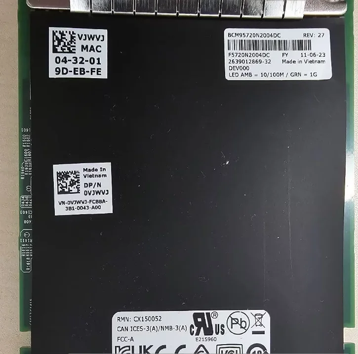 R7525 R750 R650 OCP3.0 Four port Gigabit Ethernet Card BCM95720N20004DC