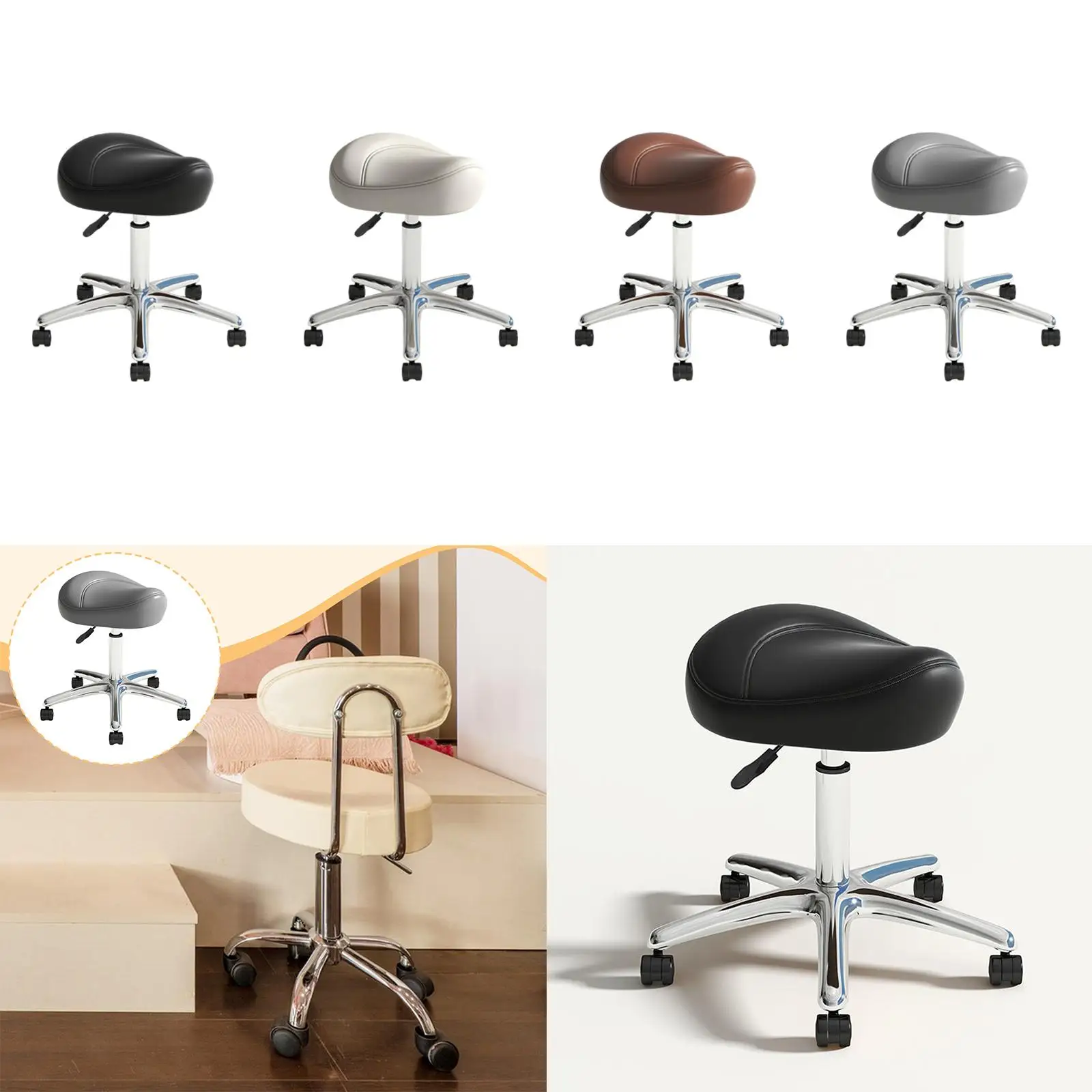 سرج البراز مريح مستقر مسمار الجمال بكرة كرسي العمل متعدد الأغراض بولي Leather الجلود لمختبر تدليك سبا مانيكير صالون الحلاقة