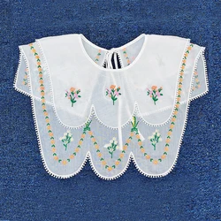 Cuello falso bordado de flores para mujer, suéter, chal, cuello falso para muñeca, 1 Collar, 2 efectos, camisa de marinero