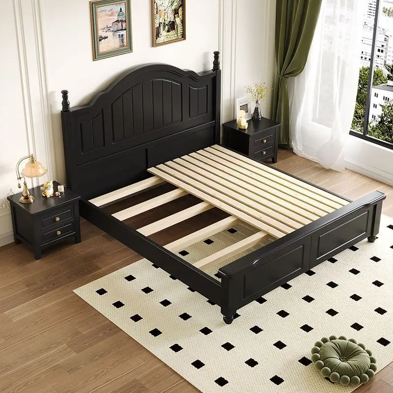 الأمريكية الرجعية الخشب الصلب جديد أسود حديث بسيط مزدوج غرفة نوم رئيسية واحدة الأميرة الزفاف شقة صغيرة