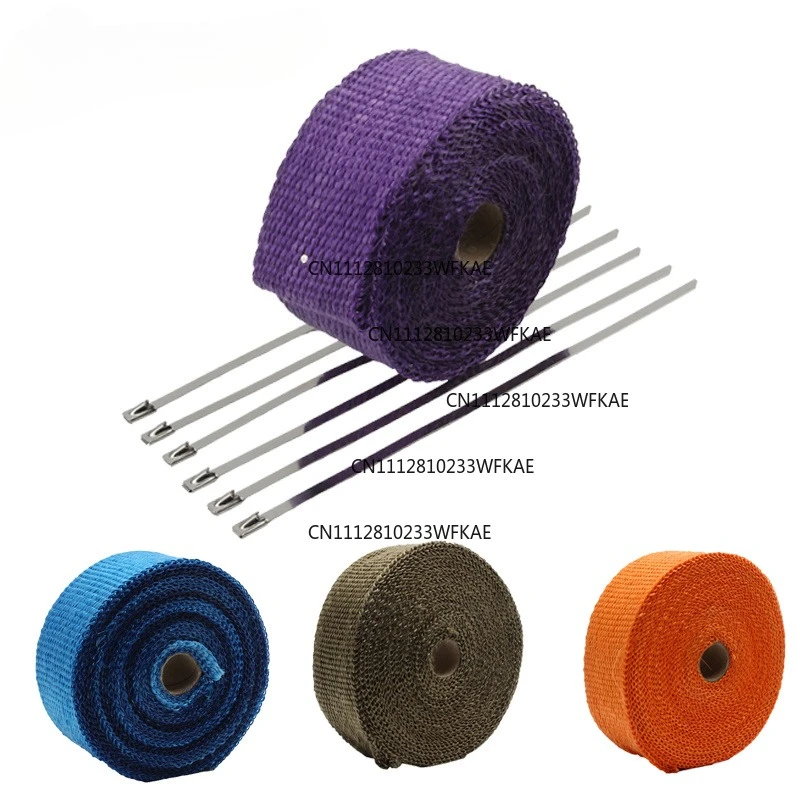 5 cm * 5 m Motorrad-Auspuffrohr-Wärmeisolierband mit Edelstahl-Kabelbinder