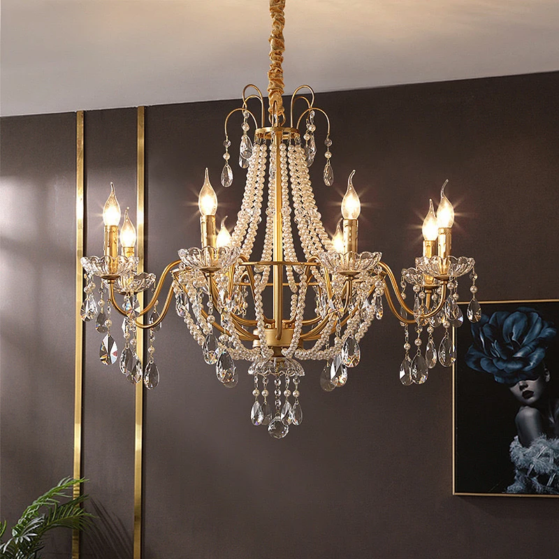 

Atmospheric Crystal Chandeliers Luxury Living Room Pendant Lamp Modern Restaurant Bedroom Hanging Light Candle Chandelier Lights