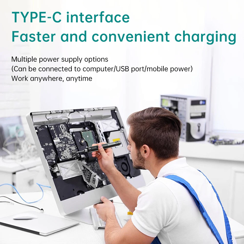 Bolígrafo de soldador eléctrico inalámbrico, juego de soldador de interfaz portátil tipo C, equipo de soldadura de ajuste de temperatura