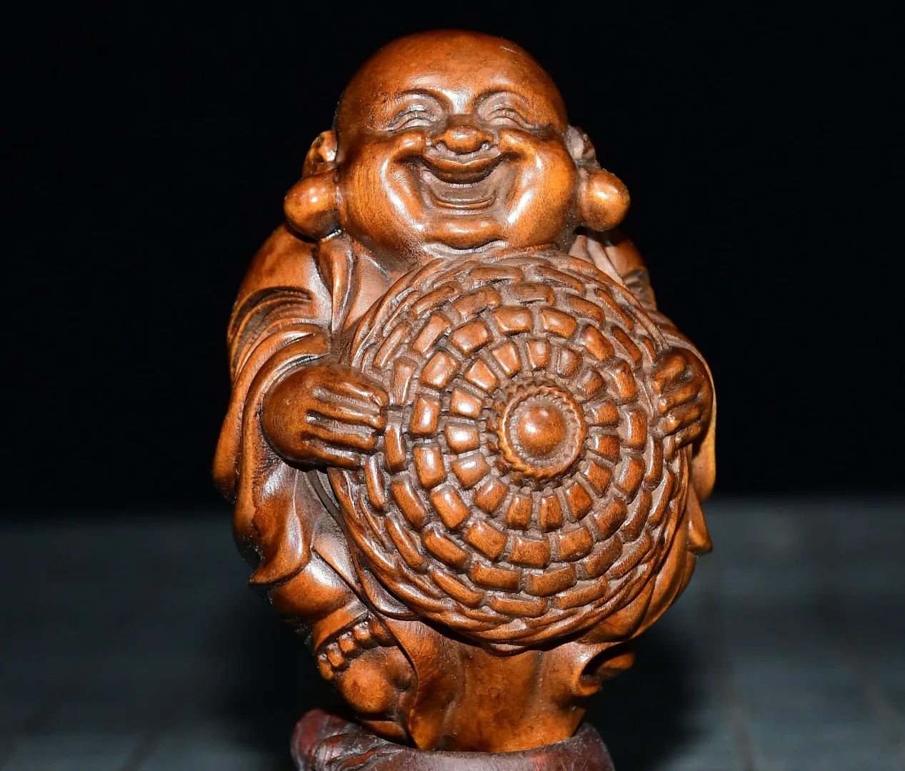 New Small Leaf boxwood grass hat Maitreya Buddha home desktop mini offering