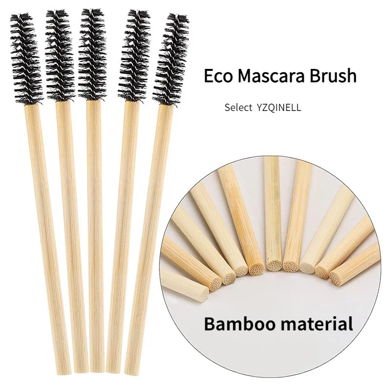 50 pcs Eyelashes Brush Bamboo Eyelash Spoolie Eyebrow Extension Mascara Wands Applicator Eco-friendly Female Makeup Brushes