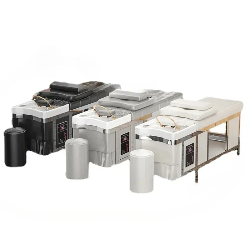 PracticalThickened Stainless Steel Shelf Thai Shampoo Chair Water Circulation Fumigation Head Treatment Bed
