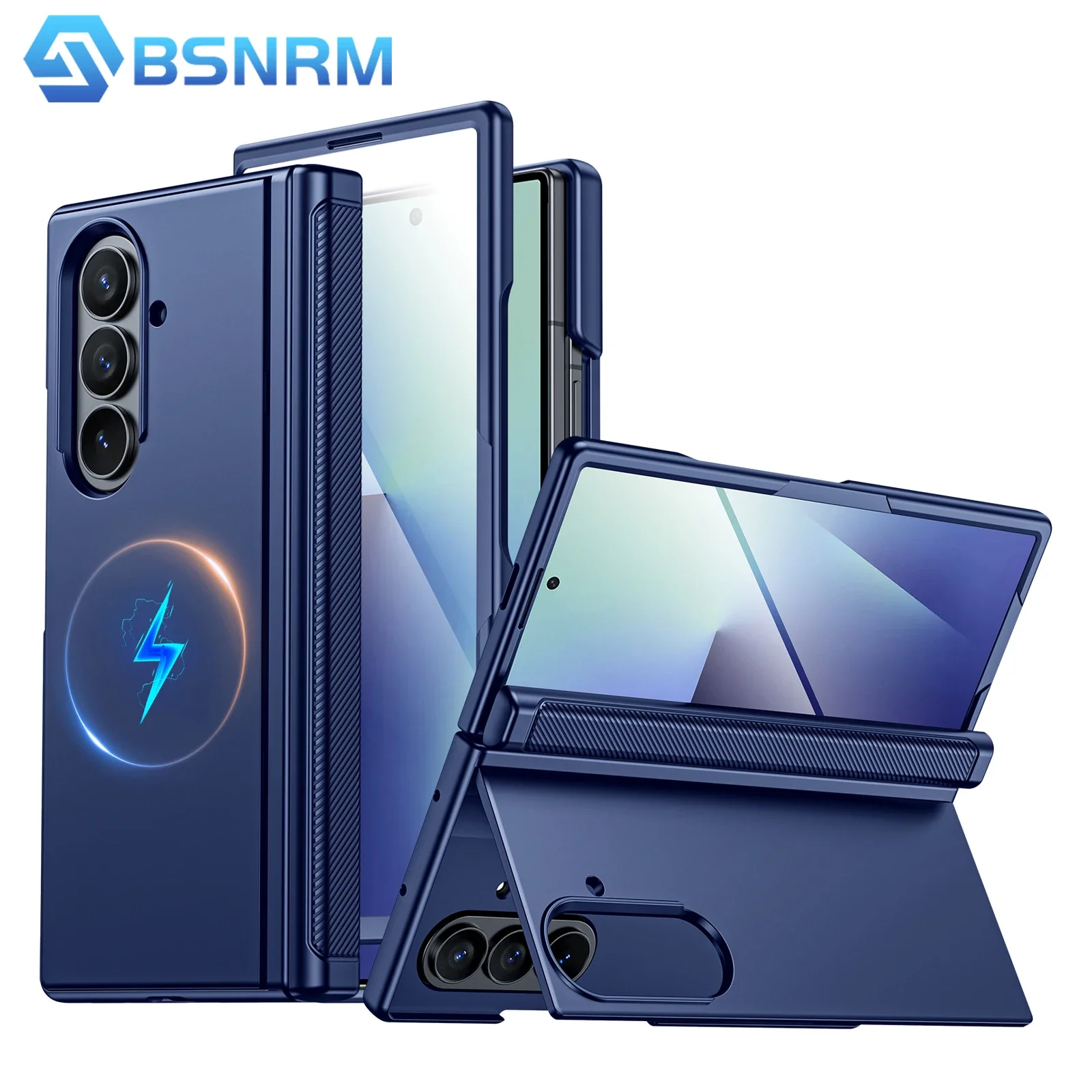 

for Galaxy Fold 7 Phone Case,with Magnetic Power,Hinge Protection,Wireless charging,Screen Protector Shockproof Case-Blue