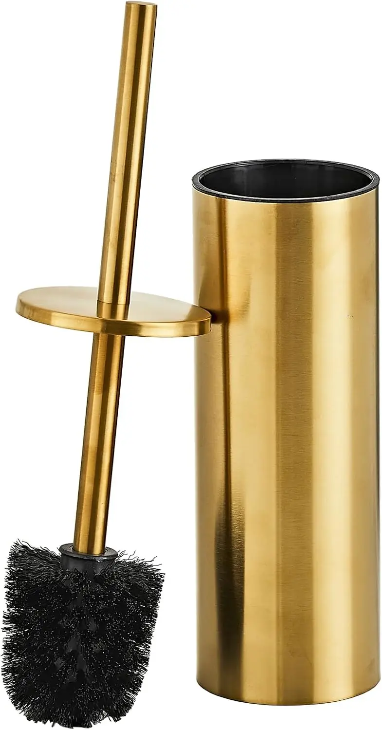 

Brushed Gold Toilet Brush and Holder Set - StainlSteel Toilet Bowl Scrubber with Replaceable & Splash Guard