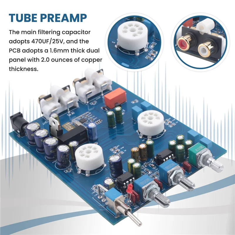 L72A-Bluetooth Tube Preamplifier Fever Hifi 6J5 Bile Vacuum Tube Preamp NE5532 Pre Amplifier Tone Control Board