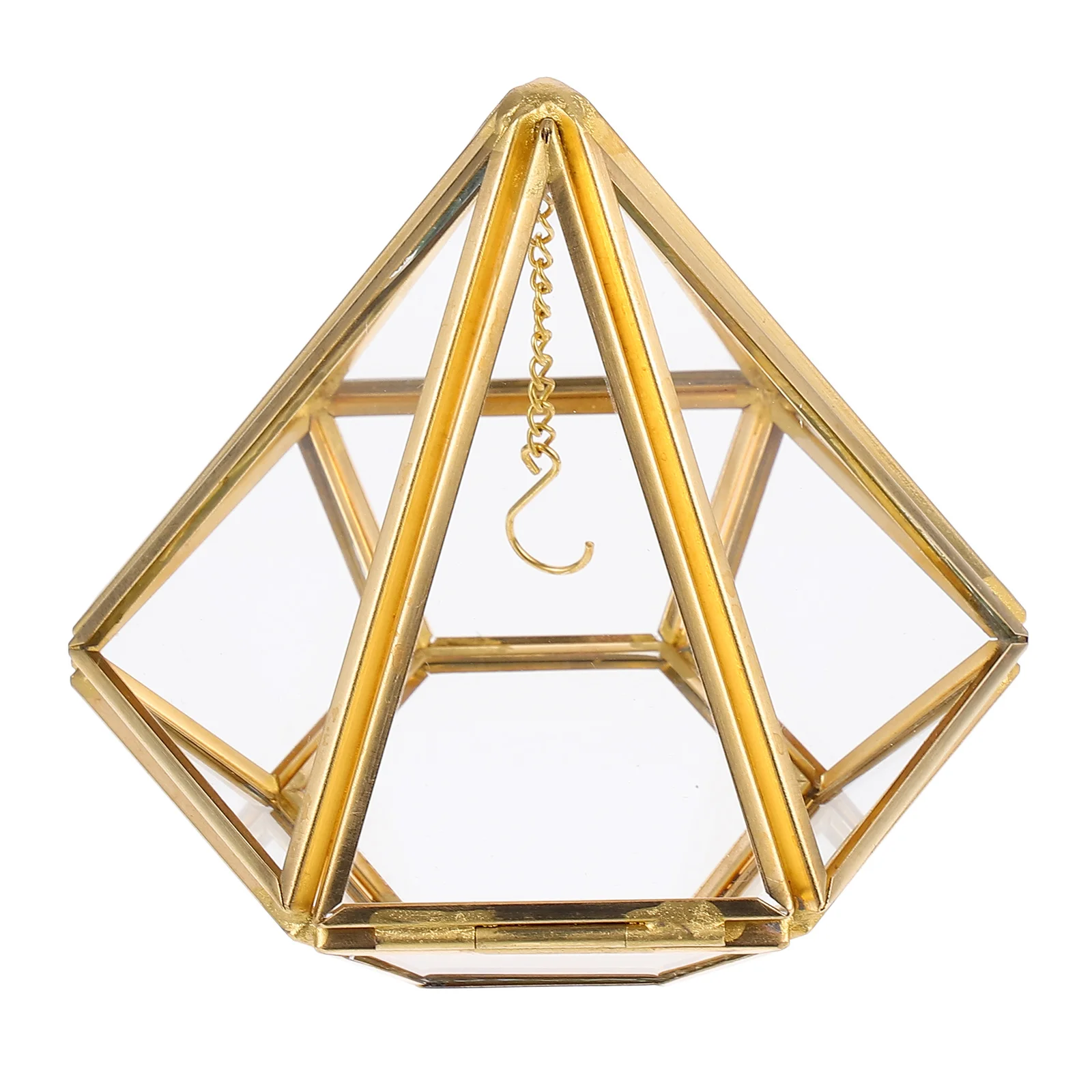 

1Pcs Pyramid Shaped Glass Jewelry Box Hexagon Design Vintage Style Jewelry Display Storage Case Keepsake Box Home Decor