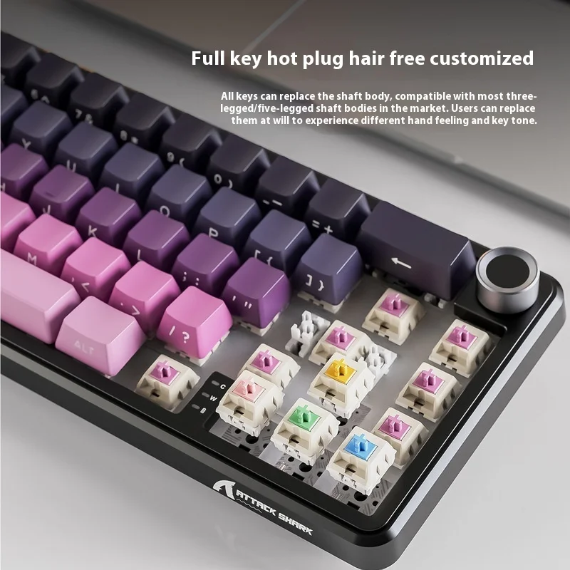 attaque-shark-x66-clavier-de-jeu-mecanique-sans-fil-rvb-touches-completes-echangeable-a-chaud-tri-mode-personnalise-esports-cote-sculpte-clavier