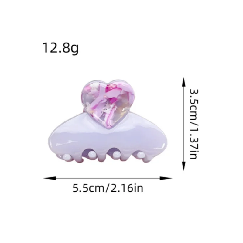 Trendy Acetate Medium Floral Patchwork Color Heart Hair Claw Clips Cute Sweet Shark Clip Ponytail Clip Girls Summer Accessories