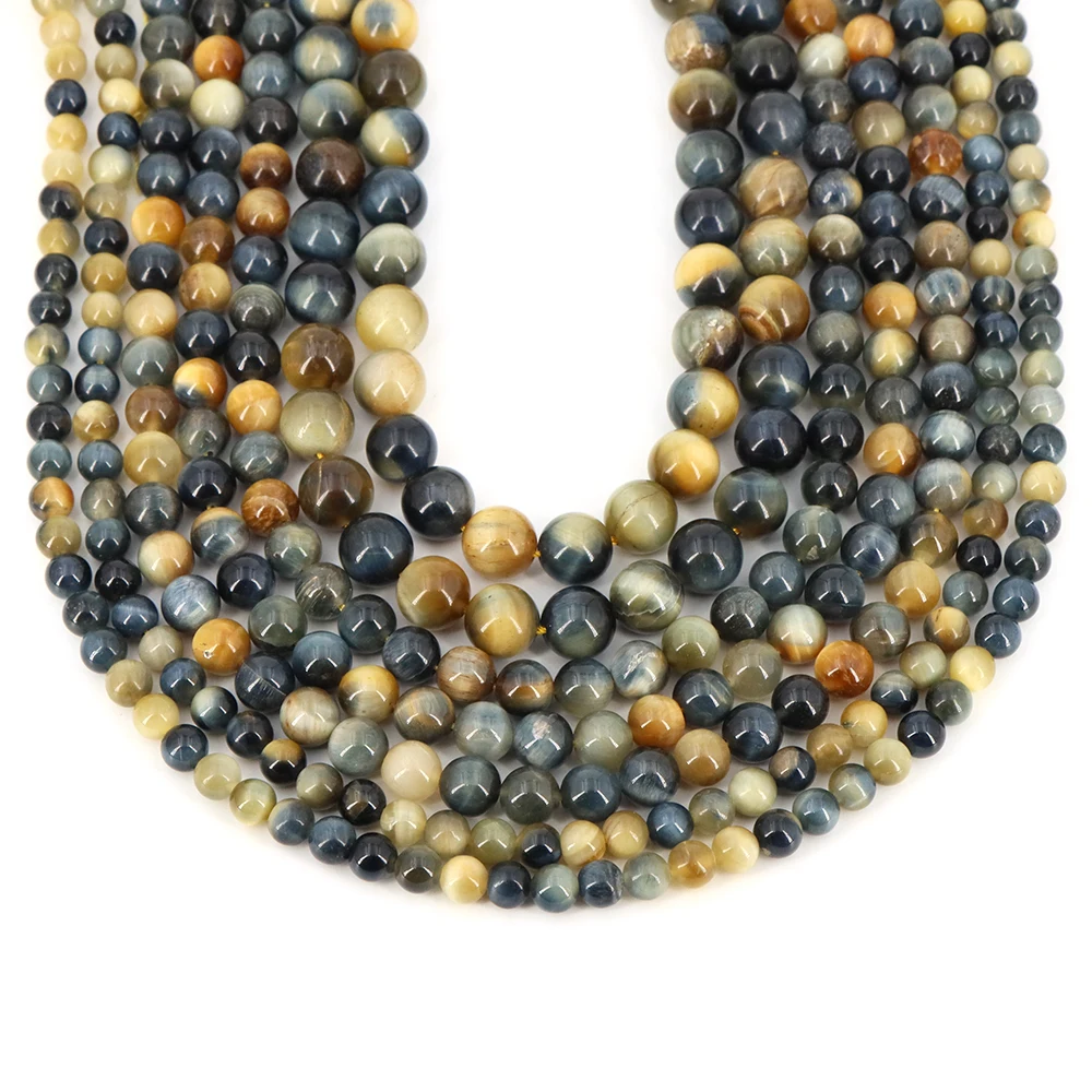 الحجر الطبيعي حلم عين النمر الخرز شفاء كريستال الجولة فضفاض خزر عازل لصنع المجوهرات عقد دي اي واي سوار 4/6/8/10 مللي متر #4