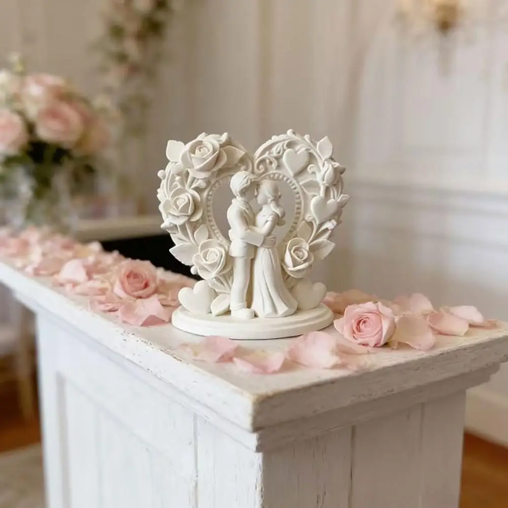 Anniversary Cake Decoration 3d Printed Couple Sculpture Wedding Cake Topper Exquisite Anniversary Gift Flower Love Figurine