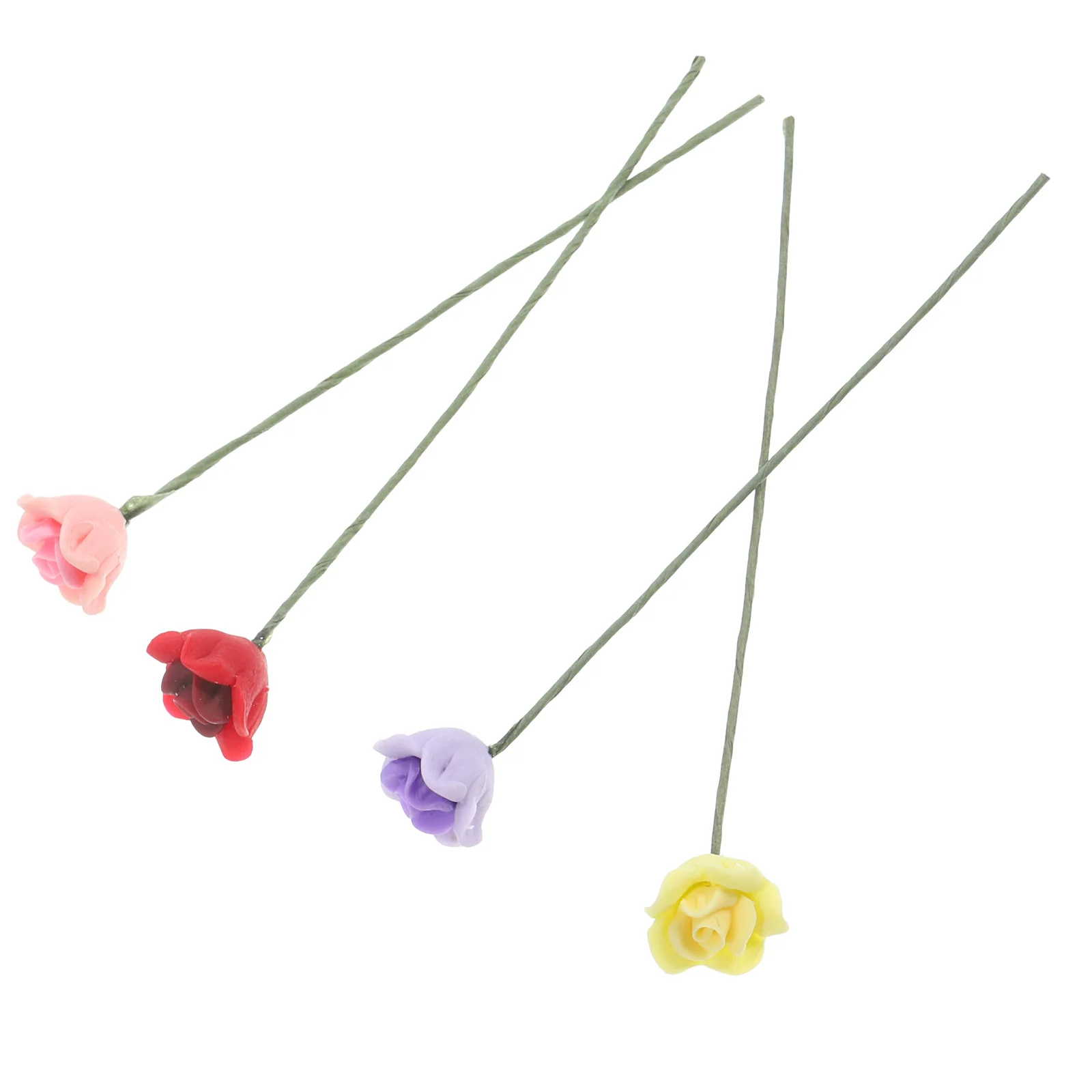 

4pcs Miniature Roses 1:12 Scale House Accessories Simulation Flower Model Landscape Resin Iron Wire Vivid Realistic Design