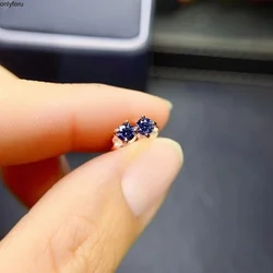 round 3mm Blue Moissanite Earring 925 Sterling Silver Earrings Simple Design for Girl fine jewelry
