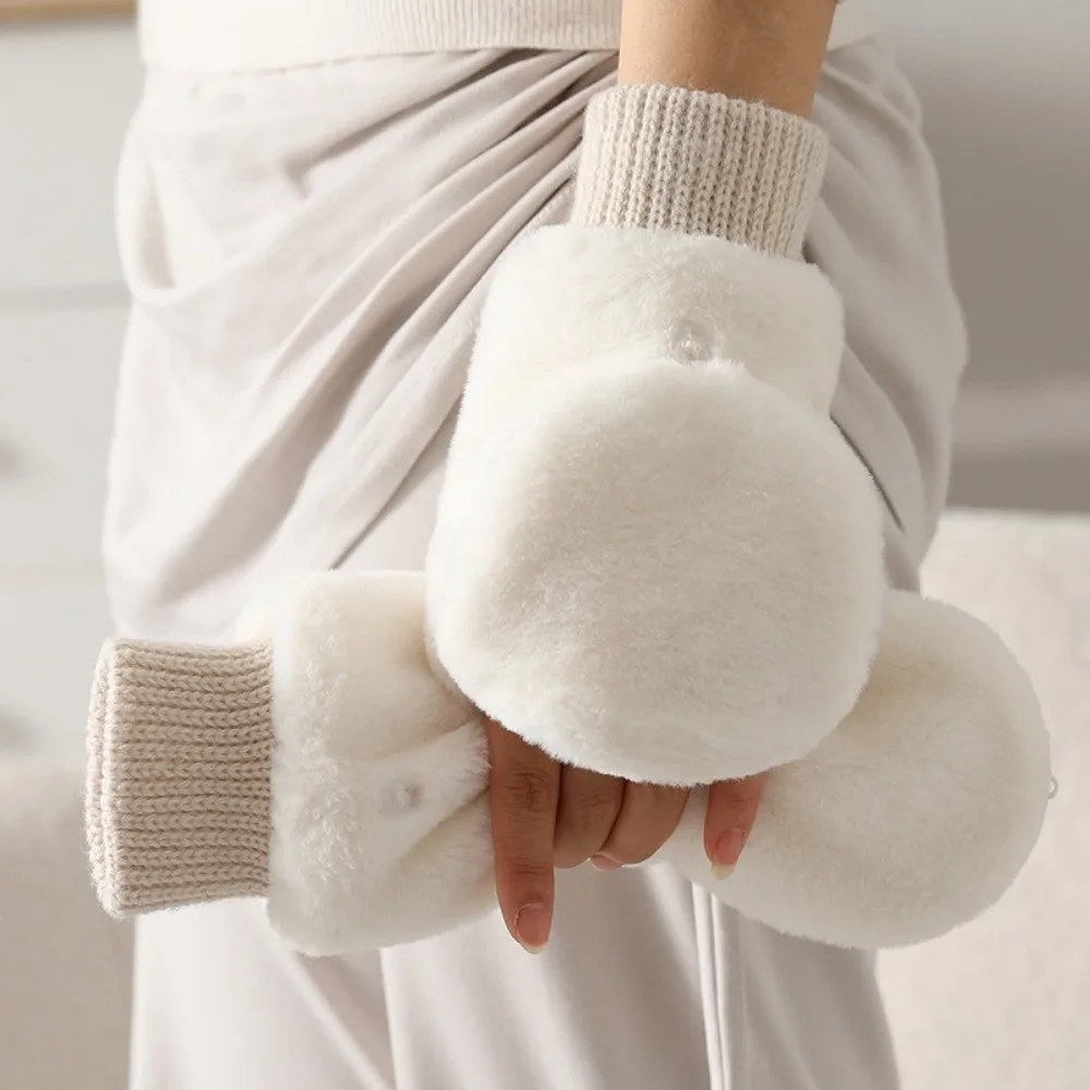 New Warm Gloves Fingerless Button Closure Fingerless Mittens Solid Color Knitted Cuffs Winter Gloves Winter Wear