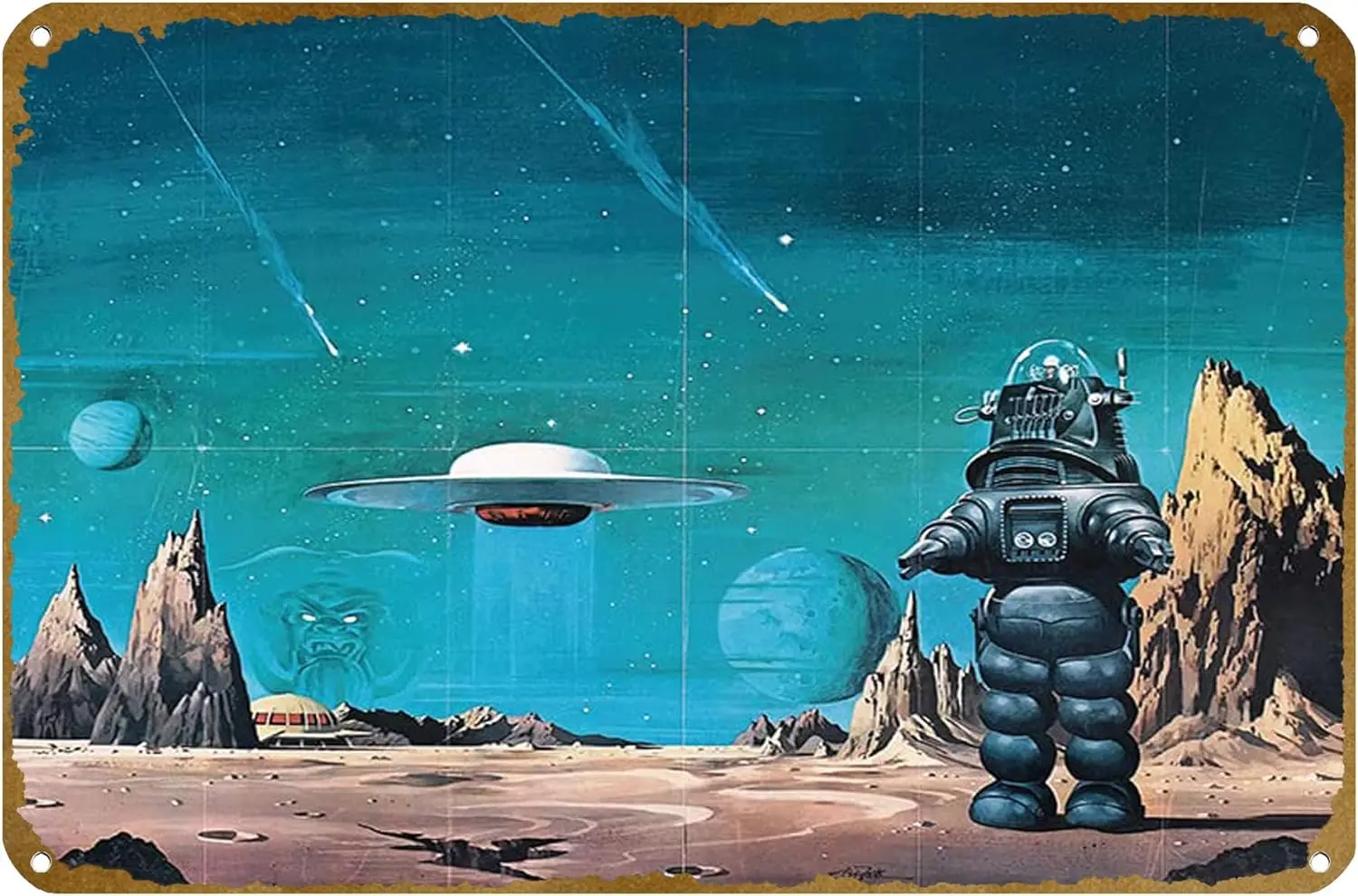 forbidden Planet Action Adventure Sci fi Robot Spaceship Movie Poster Vintage Metal Tin sign Logo Family Club Bar Cafe Bedroom A