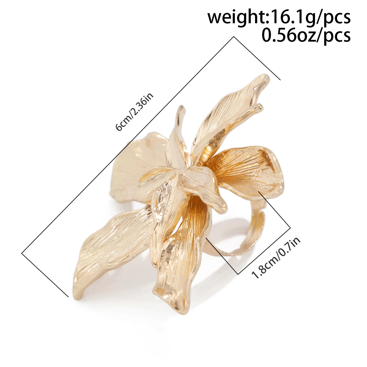 IngeSight.Z Exaggerated Bilayer Big Flower Ring for Women 2024 Personality Metal Punk Party Finger Ring Jewelry Accessories