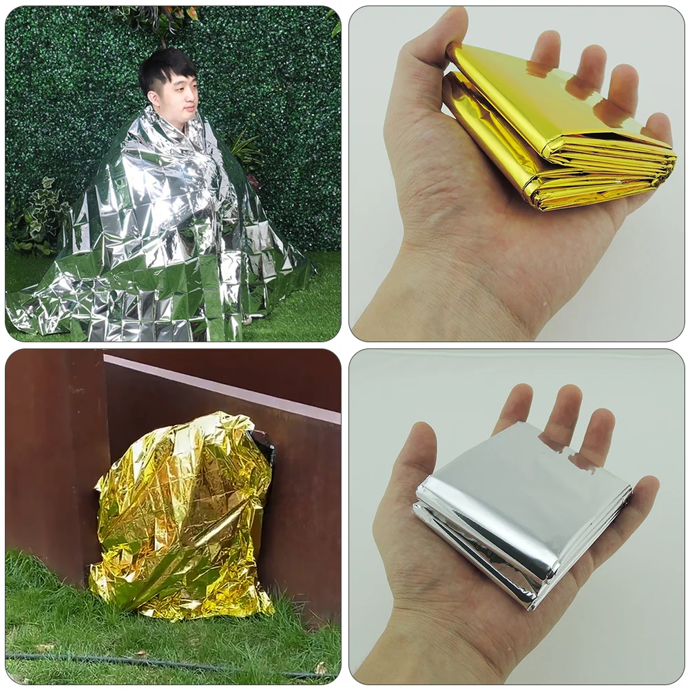 3 Pcs Aluminum Foil Emergency Blanket Outdoor Space Blankets Thermal Taste Survival