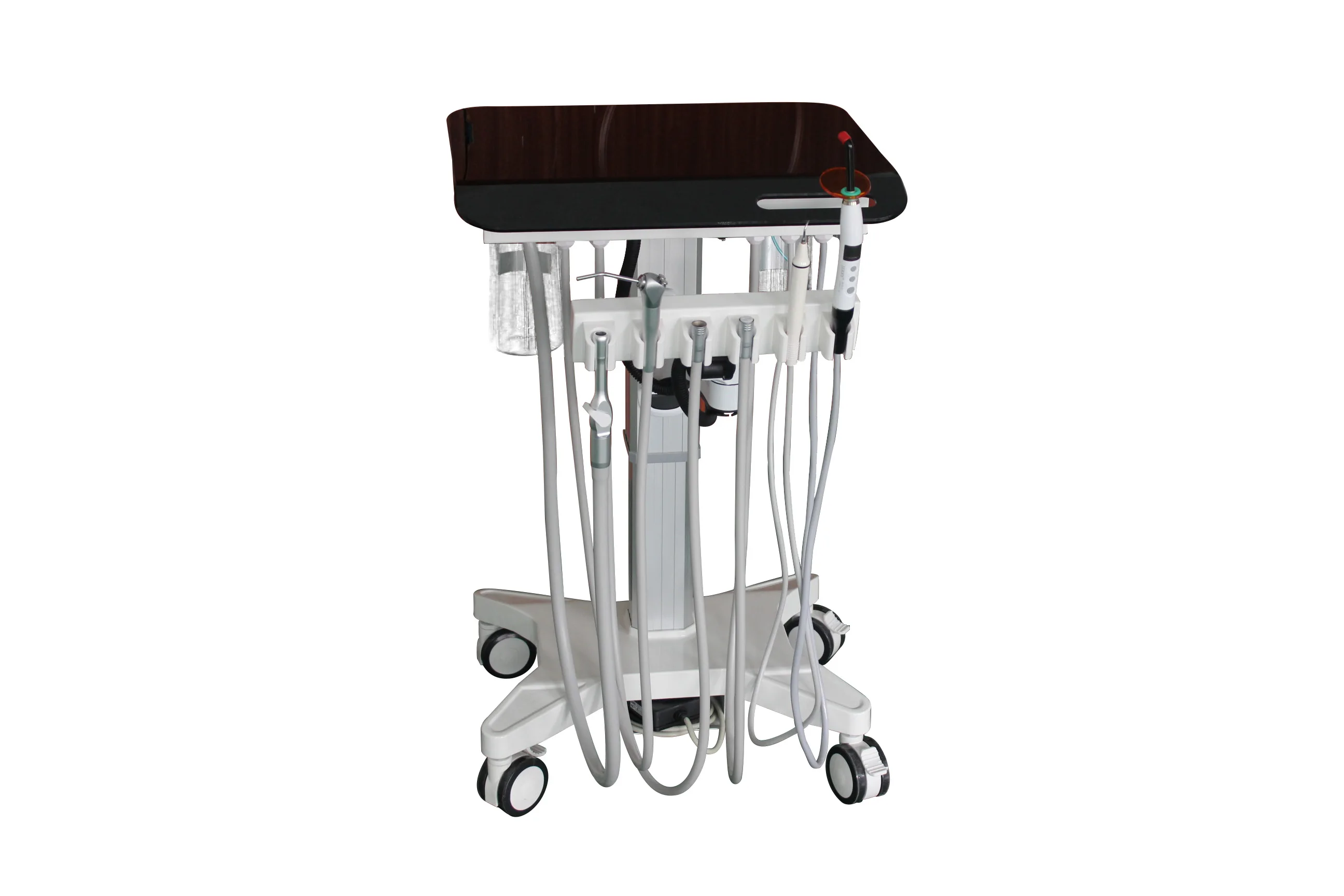 GU-P302S Portable Dental Treatment Unit 600W 119L/min with 2 Handpiece Tubes 3-Way Syringe Scaler Curing Light Suction