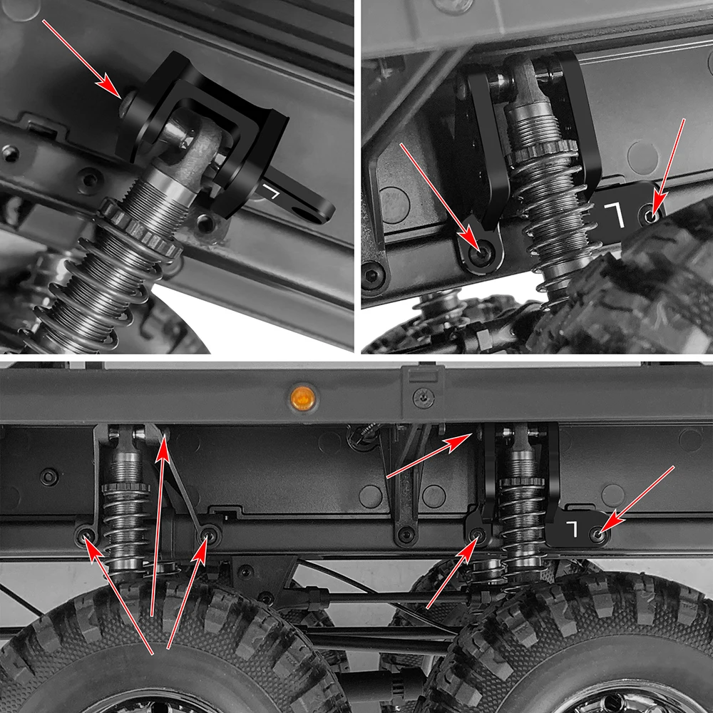 YEAHRUN Aluminum Alloy Front Rear Heightened Shock Towers Mount for TRX-6 Hauler 1/10 RC Flatbed Truck Upgrade Parts