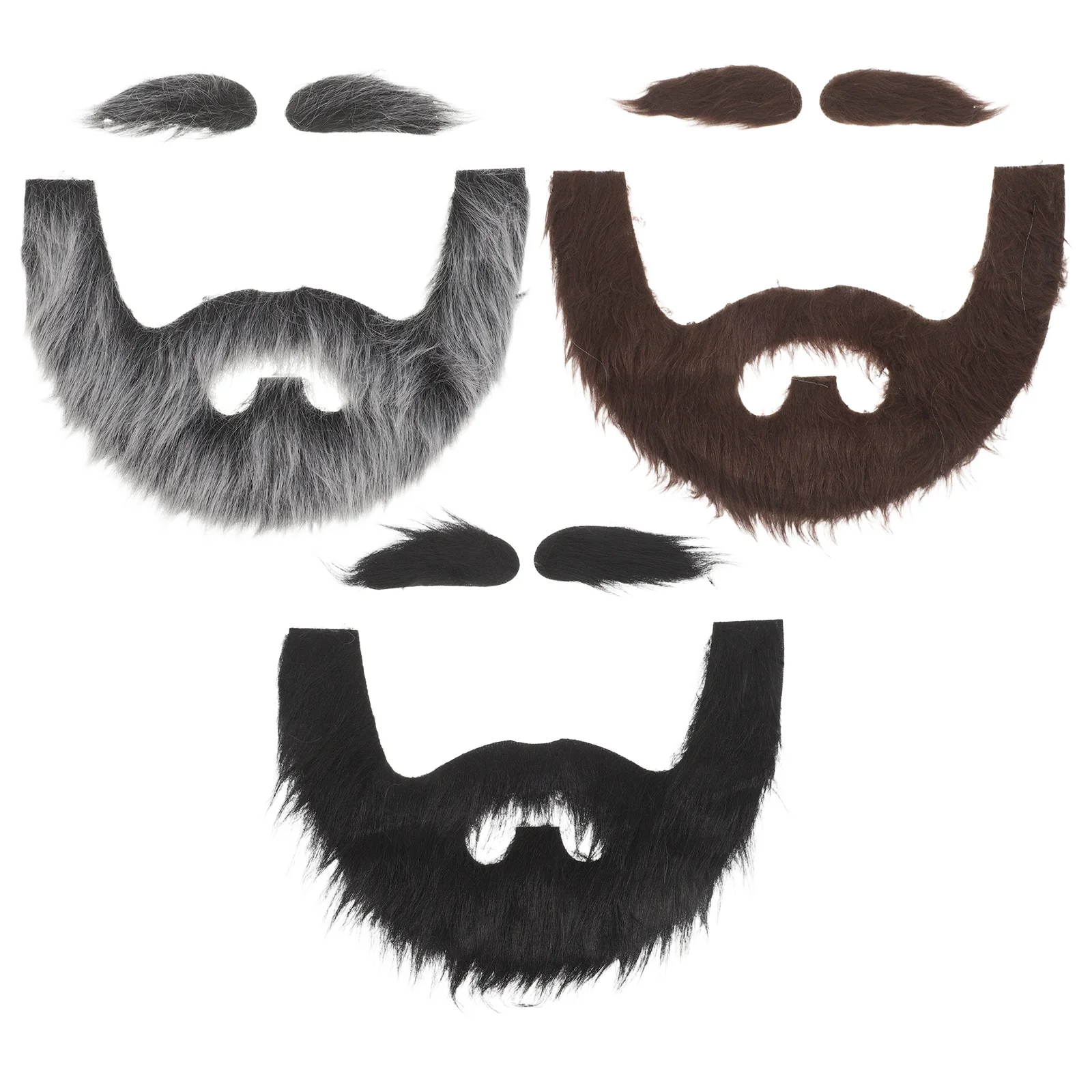 

3 set Old Man Fake Mustache Beard Set Self Adhesive Realistic Facial Hair For Halloween Cosplay Party Carnival Dress Up Props