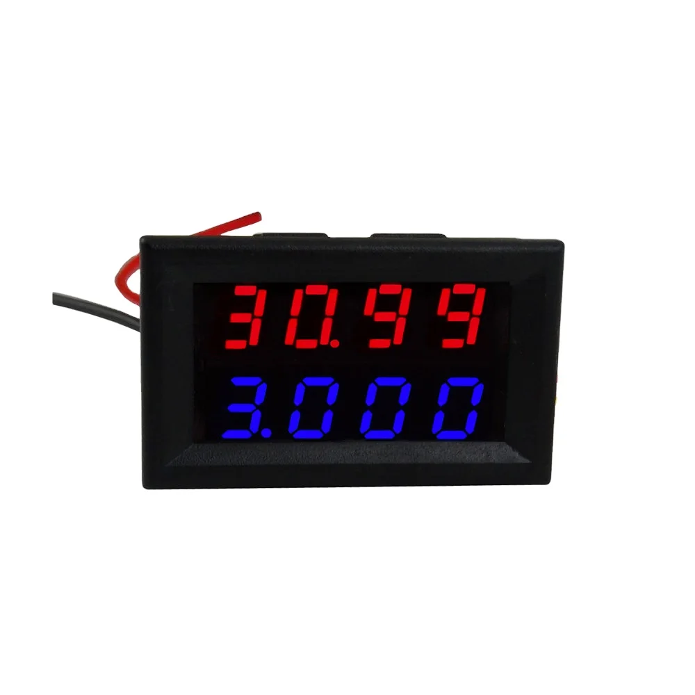 Amperometro voltmetro CC digitale rosso blu con doppio display a LED da 33 V 3 A
