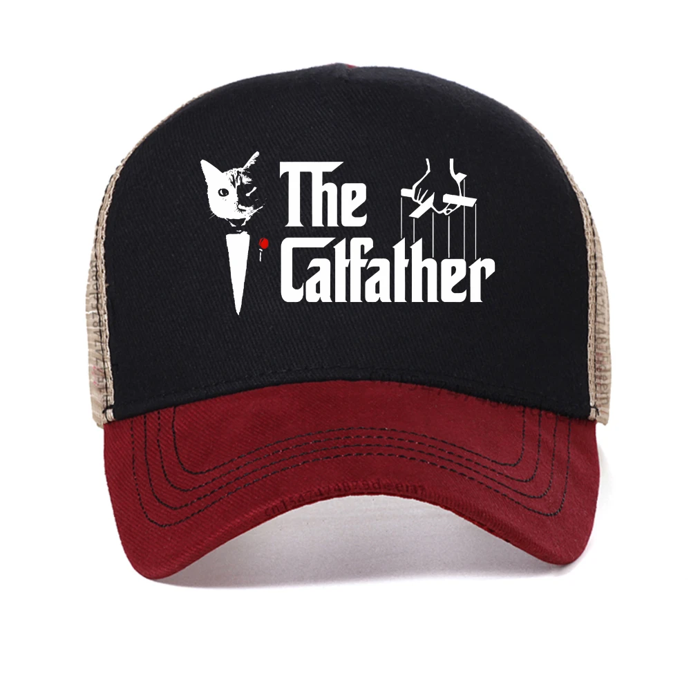 

The Catfather Cat Cool Printing Men Women Breathable baseball cap Casual Comfortable Fashion mesh Snapback hat mesh Trucker Hats