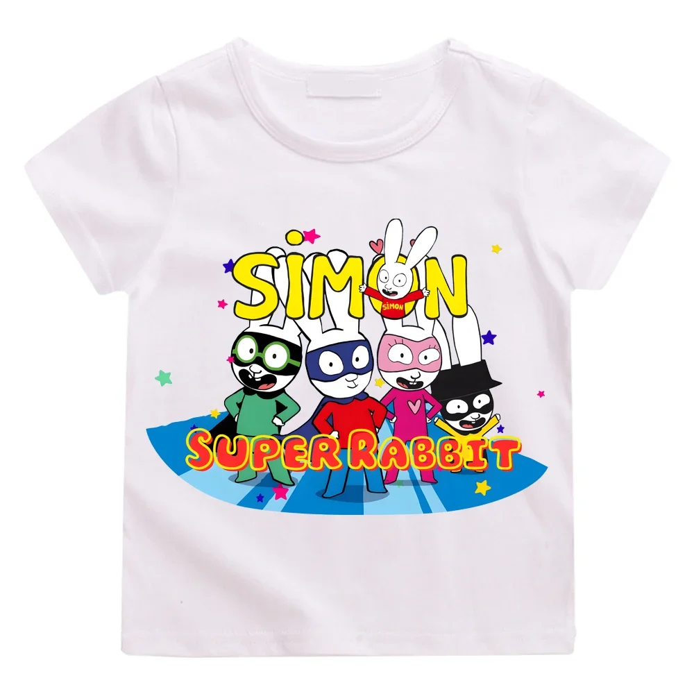 Camiseta Simon Super Rabbit, camiseta bonita de dibujos animados para niños y niñas, camiseta Funko para niños, Camisetas informales suaves Kawaii