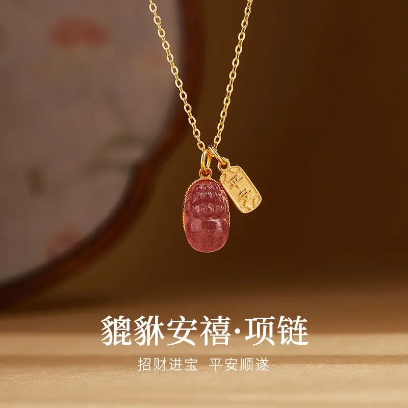 S925 sterling silver necklace female new Chinese style lucky Pixiu Ping An brand pendant exquisite national style collarbone