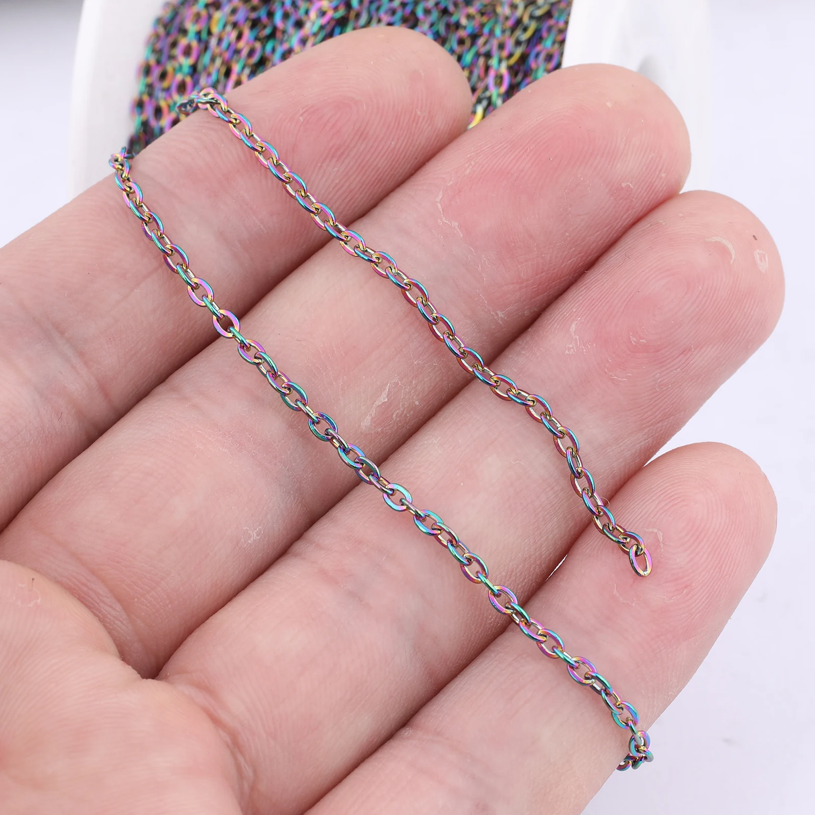 10meter/Roll Stainless Steel Rainbow Color 2x2.5mm Link Chain For Jewelry Making Supplies Diy Pendant Necklace Accessories